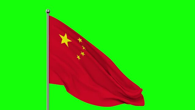 China flag on green background. Isolated 3D render