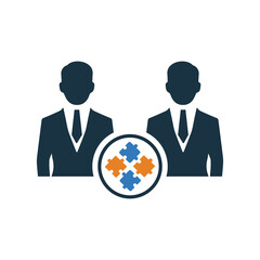 Man, puzzle, teamwork icon. Simple flat design Concept.