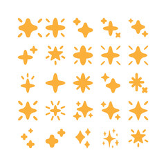 Sparkle, shimmer, shiny star, flash shape vector set