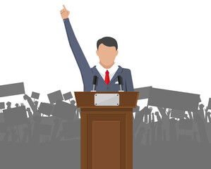 Public speaker politician on the podium - obrazy, fototapety, plakaty