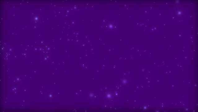 Purple and lilac sparkle texture on bright purple background. Shining particles fall down. Festive template. New Year night magic. Make a wish. Loop animation. Purple galaxy. Land of unicorns fantasy