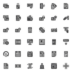 Tax payment vector icons set