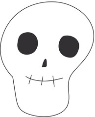 Smiling skull Halloween clipart. Spooky fall holiday graphic in white and black colors.