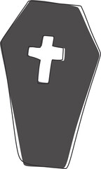Obraz premium Black coffin, Halloween clipart. Spooky fall holiday graphic in grey and black colors.