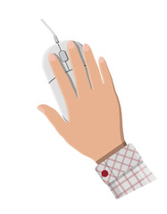 Simple computer or laptop mouse in hand