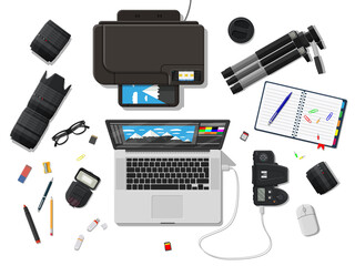 Obraz premium Workspace of photographer