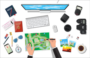 Traveler planning trip