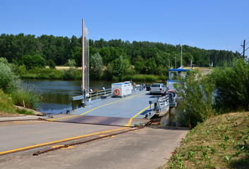 Ferry at the River Weser in the Village Schweringen, Lower Saxony