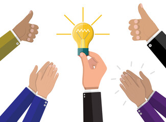 Glass light bulb with spiral in hand