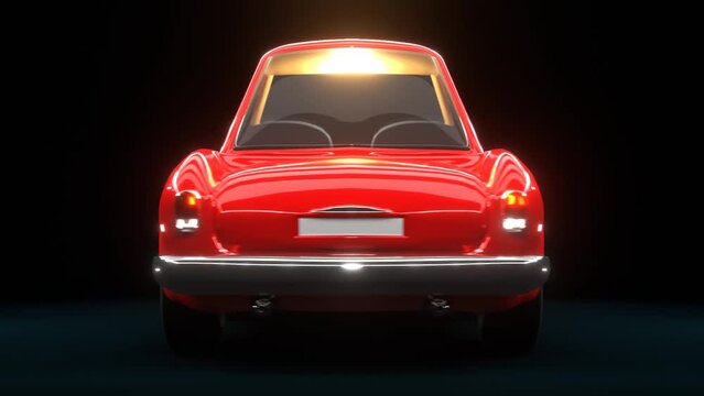 Concept Classic 3D Red Car Animation With Black Background