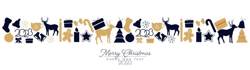 Merry Christmas and Happy New Year 2023 banner.