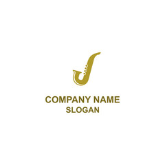 J initial letter, alphabetical logo on musical istrument shape.