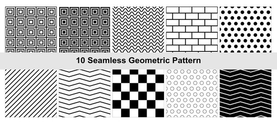10 Geometric pattern in black white.