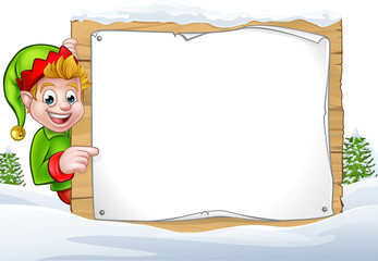 Winter Scene Christmas Pixie Elf Sign