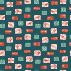 Naklejka premium Bright Christmas Gnomes Seamless Pattern