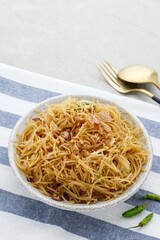 Bihun Goreng or Fried Rice Vermicelli, Traditional Indonesian culinary food.