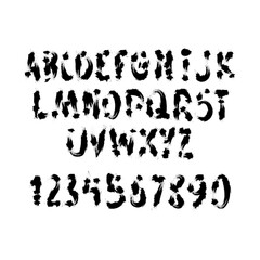 Brush Font for your design. Hand drawn calligraphy lettering alphabet. Stylish letters with in figures. Vector illustration.