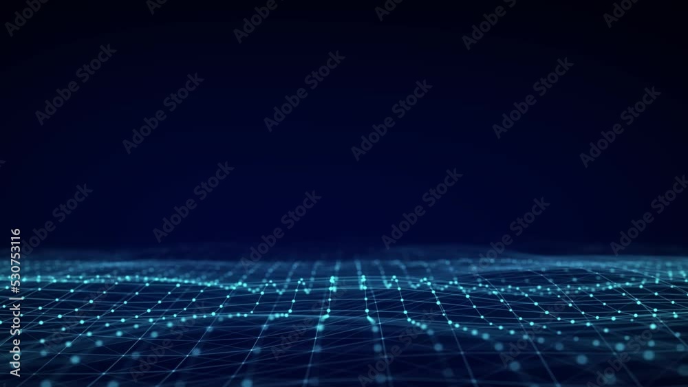 Poster 3D digital dynamic wave. Flow digital structure. Secure cybersecurity data connection. Cyber technology background. 3D rendering.	

