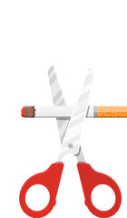Scissors cut a cigarette