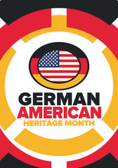 German-American Heritage Month. Happy holiday celebrate annual in October. Germany and United States flag. Culture month. Patriotic design. Poster, card, banner, template. Vector illustration