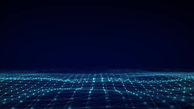 3D digital dynamic wave. Flow digital structure. Secure cybersecurity data connection. Cyber technology background. 3D rendering.	
