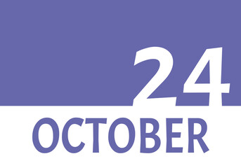 24 october calendar date with copy space. Very Peri background and white numbers. Trending color for 2022.