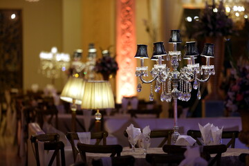 stand lamp light in wedding decoration with nice bokeh background
