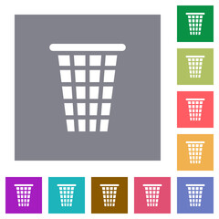 Single empty tall trash solid square flat icons