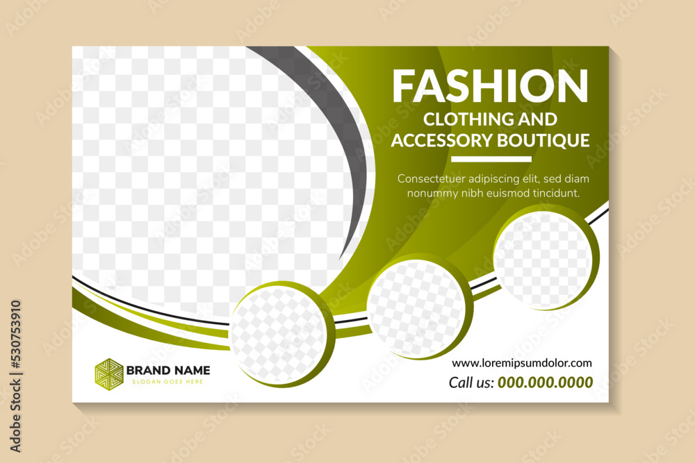 Poster vector abstract horizontal layout banner with curve green gradient and black elements in white moder