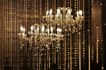 chandelier stage decoration with nice golden texture 
