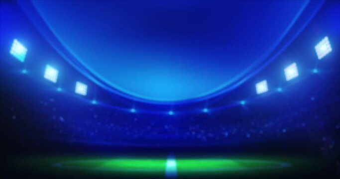 Blank soccer stadium with copy space for football sport match information on football stadium background. 4K Video motion graphic animation