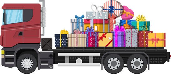 Fototapeta premium Pile of gift boxes on truck