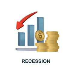 Recession icon. 3d illustration from economic crisis collection. Creative Recession 3d icon for web design, templates, infographics and more