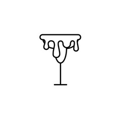 wineglass or goblet glass icon with overfilled with water on white background. simple, line, silhouette and clean style. black and white. suitable for symbol, sign, icon or logo