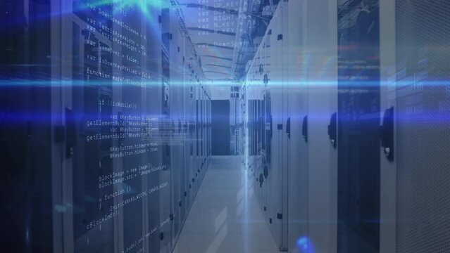 Animation of data processing over server room