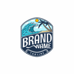  Logo Beach surf Summer Cartoon Vector