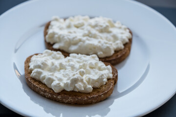 Open sandwiches with cream cheese. Healthy organic food