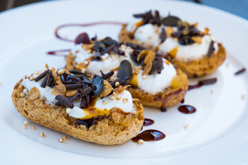 Open sandwiches with cream cheese. Healthy organic food