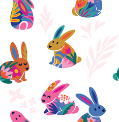 Tender bunnies seamless pattern
