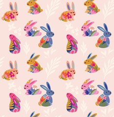 Tender bunnies seamless pattern - 530758545