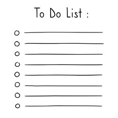 Doodle to do list, hand drawn sketch checklist. Notebook schedule, task paper planner. Isolated vector illustration.