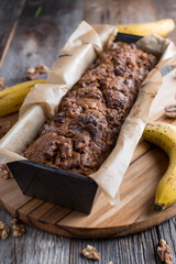 Fruitcake with bananas and walnuts