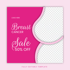 Breast cancer creative post template, Awareness, Month, Fully Editable