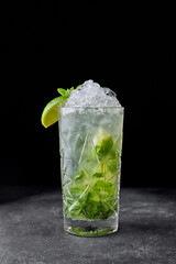 Mojito cocktail on a black background