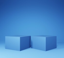 3D illustration empty blue podium on blue background