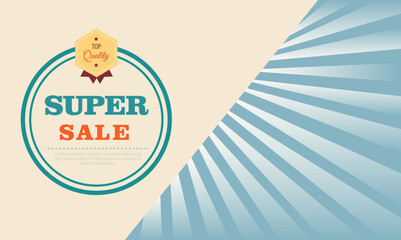Super sale web banner template for social media promotions, retro design