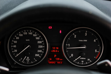 car​ instrument panel, car​ speed motor of​ night, car​ dashboard​ modern​ automobile...