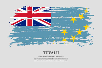 Tuvalu flag with brush stroke effect and information text poster, vector - Powered by Adobe
