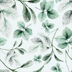 Fototapeta premium seamless pattern floral with elegant watercolor leaf