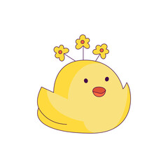 a cute little chicken in the role of a man. new trends in depicting people's lives through simple and funny forms. The chick is at a loss